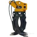 Rotating hydraulic grapple for excavator